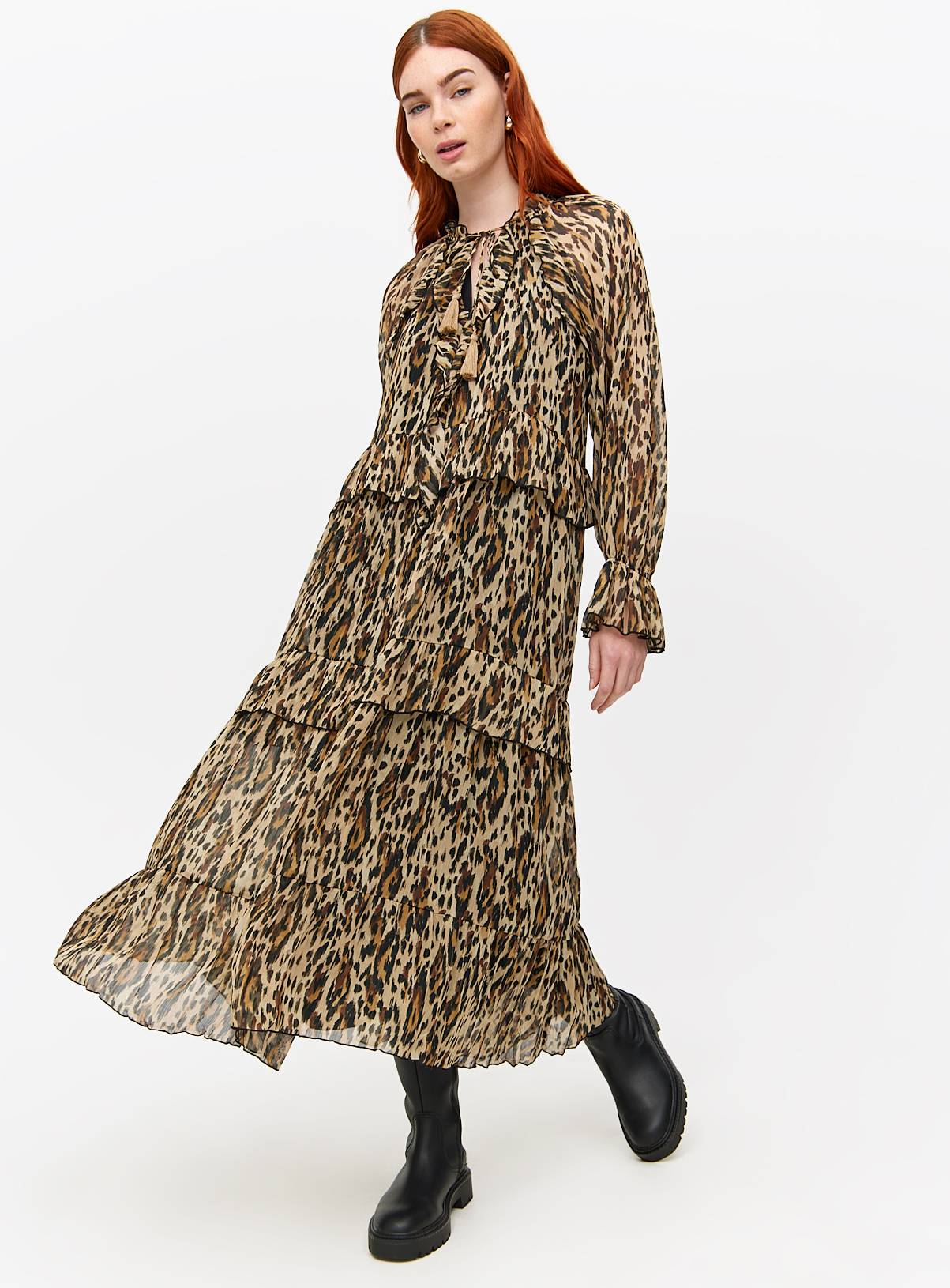 Leopard Printed Chiffon Midaxi Romantic Dress 12 - Image 1